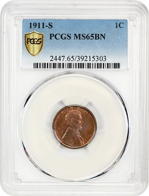 image for: 1911-S 1c PCGS MS65 BN