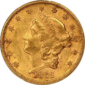 image for: 1866 $20 PCGS AU58 (Motto)