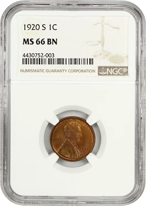 image for: 1920-S 1c NGC MS66 BN