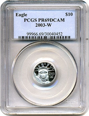 image for: 2003-W $10 Platinum Eagle PCGS Proof 69 DCameo