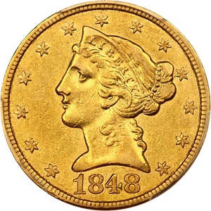 image for: 1848-C $5 PCGS XF45