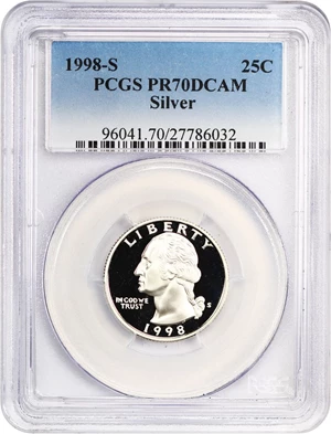 image for: 1998-S 25c PCGS Proof 70 DCAM (Silver)