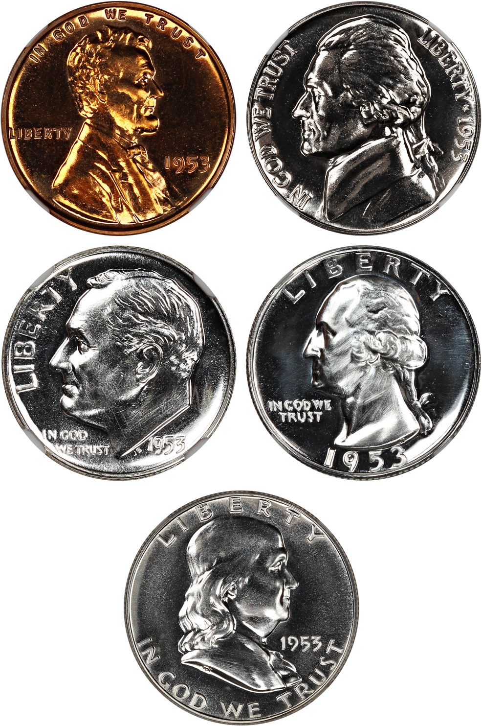 image for: 1953 Proof Set NGC Proof 65-68 (5 Coins)