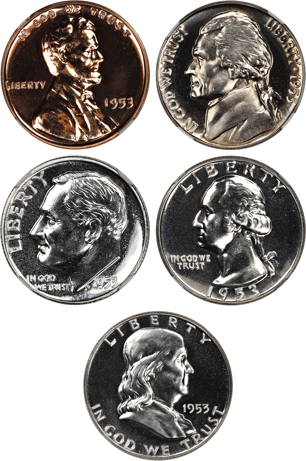 image for: 1953 Proof Set NGC Proof 64-68 (5 Coins)