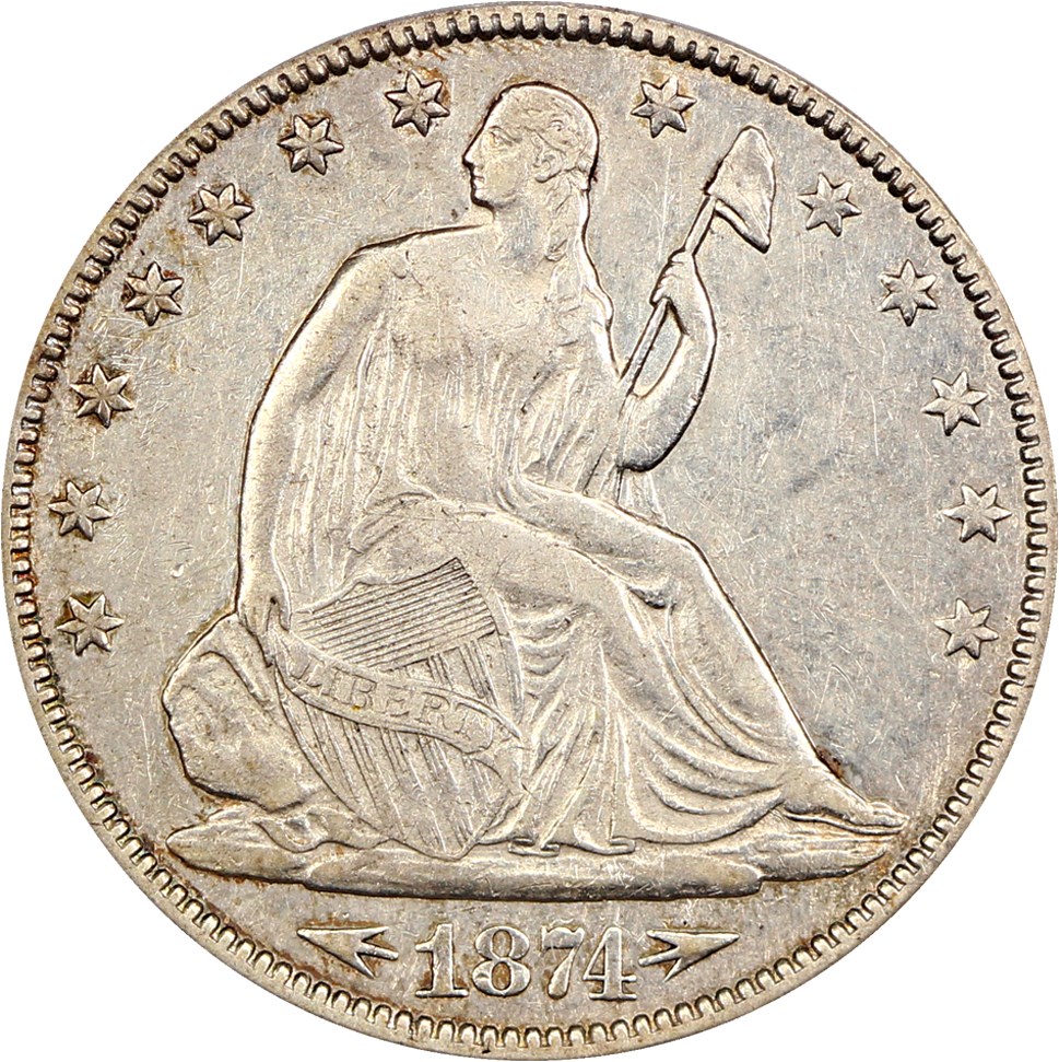 image for: 1874-CC 50c PCGS XF40 (Arrows)