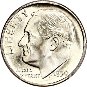 image for: 1950-S 10c PCGS MS67+ FB
