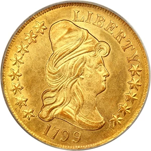 image for: 1799 $10 PCGS/CAC MS62 (Large Stars Obverse)