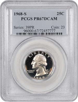 image for: 1968-S 25c PCGS Proof 67 DCAM