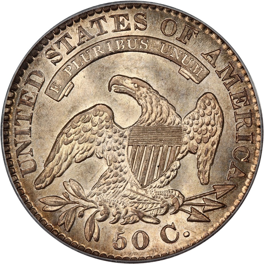 image for: 1828 50c PCGS AU58 (Sq Base 2, Sm 8, Sm Let.)