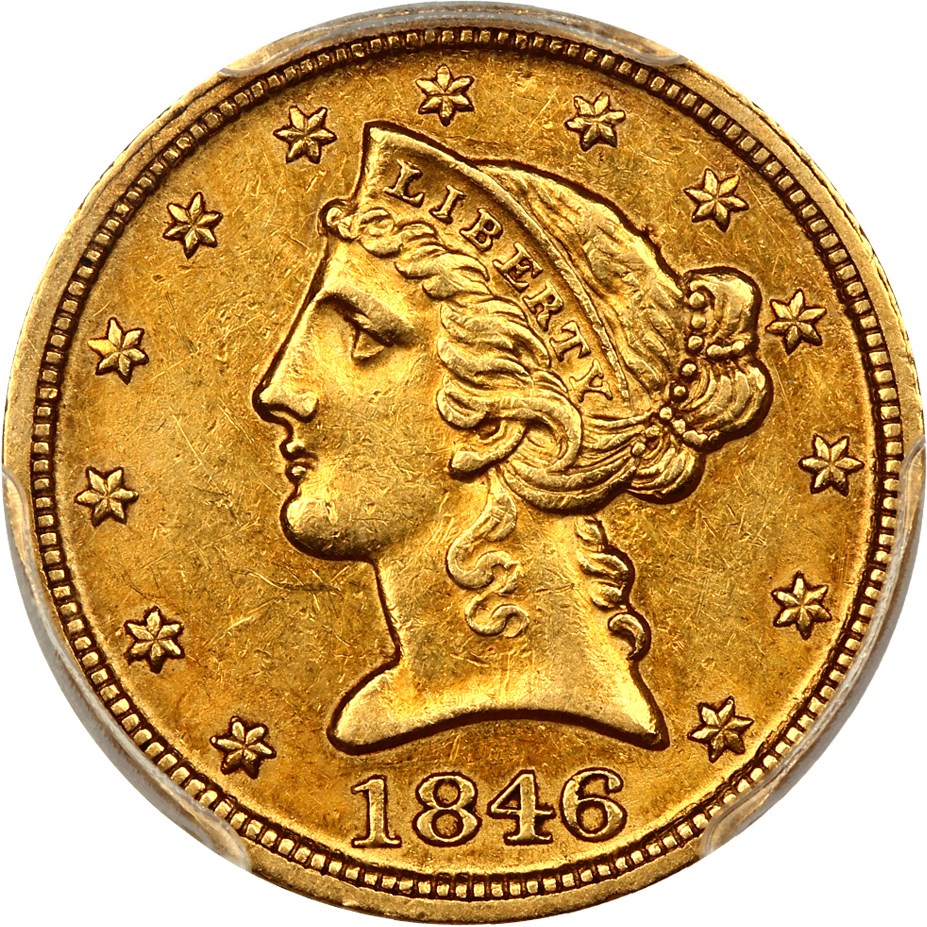 image for: 1846-D/D $5 PCGS/CAC AU55
