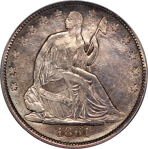 image for: 1861 CSA 50c PCGS AU58 (Scott Restrike)