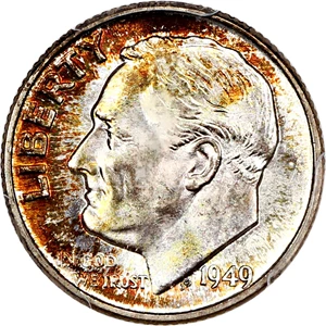 image for: 1949-D 10c PCGS MS68 FB