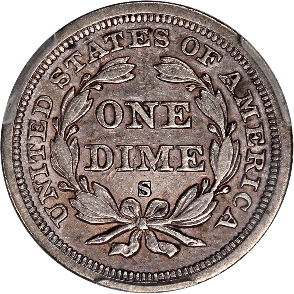 image for: 1858-S 10c PCGS XF40