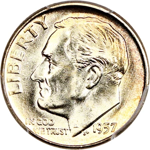image for: 1957-D 10c PCGS MS67+ FB