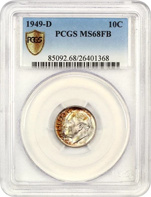 image for: 1949-D 10c PCGS MS68 FB
