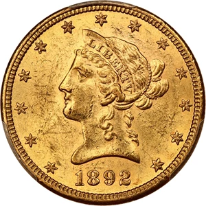 image for: 1892-S $10 PCGS MS62
