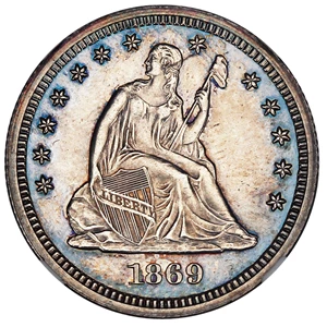 image for: 1869 25c NGC Proof 63