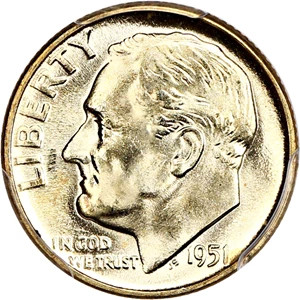 image for: 1951 10c PCGS MS67 FB