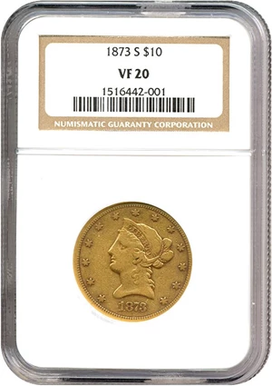 image for: 1873-S $10 NGC VF20