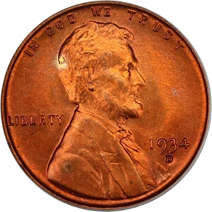 image for: 1934-D 1c PCGS MS67 RD