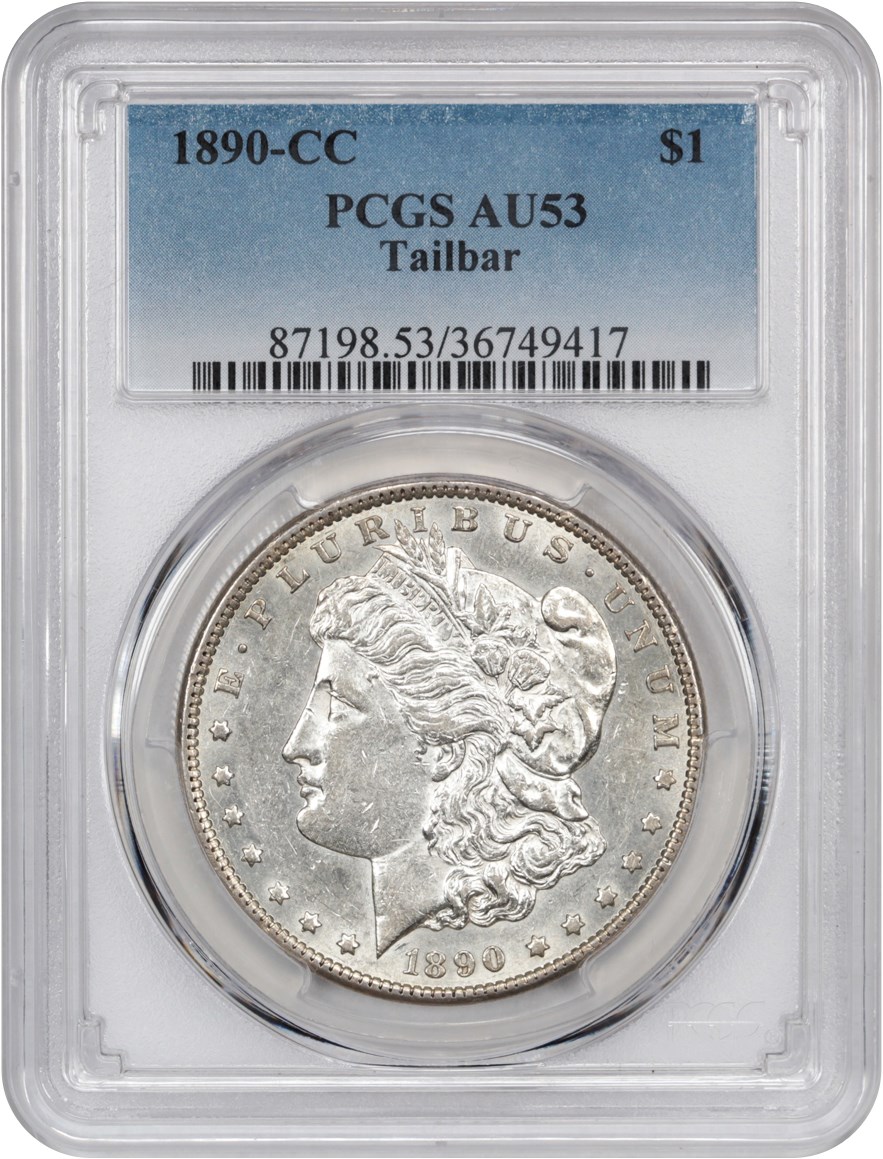 image for: 1890-CC $1 PCGS AU53 (Tailbar)
