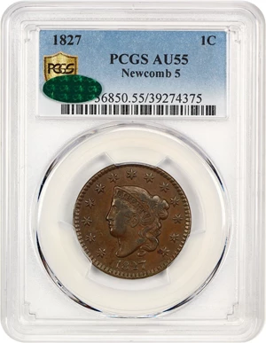 image for: 1827 1c PCGS/CAC AU55 (N-5)