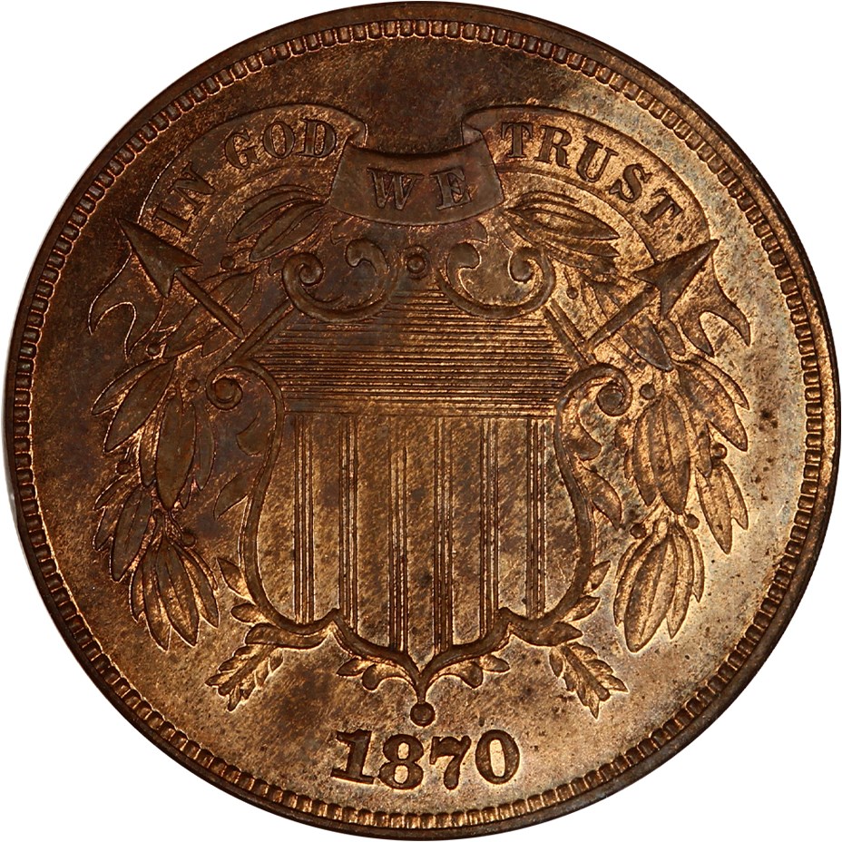 image for: 1870 2c NGC/CAC Proof 65 RB (OH)