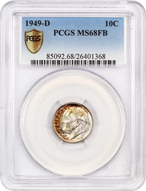 image for: 1949-D 10c PCGS MS68 FB