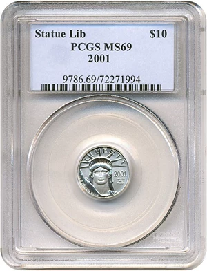 image for: 2001 $10 Platinum Eagle PCGS MS69