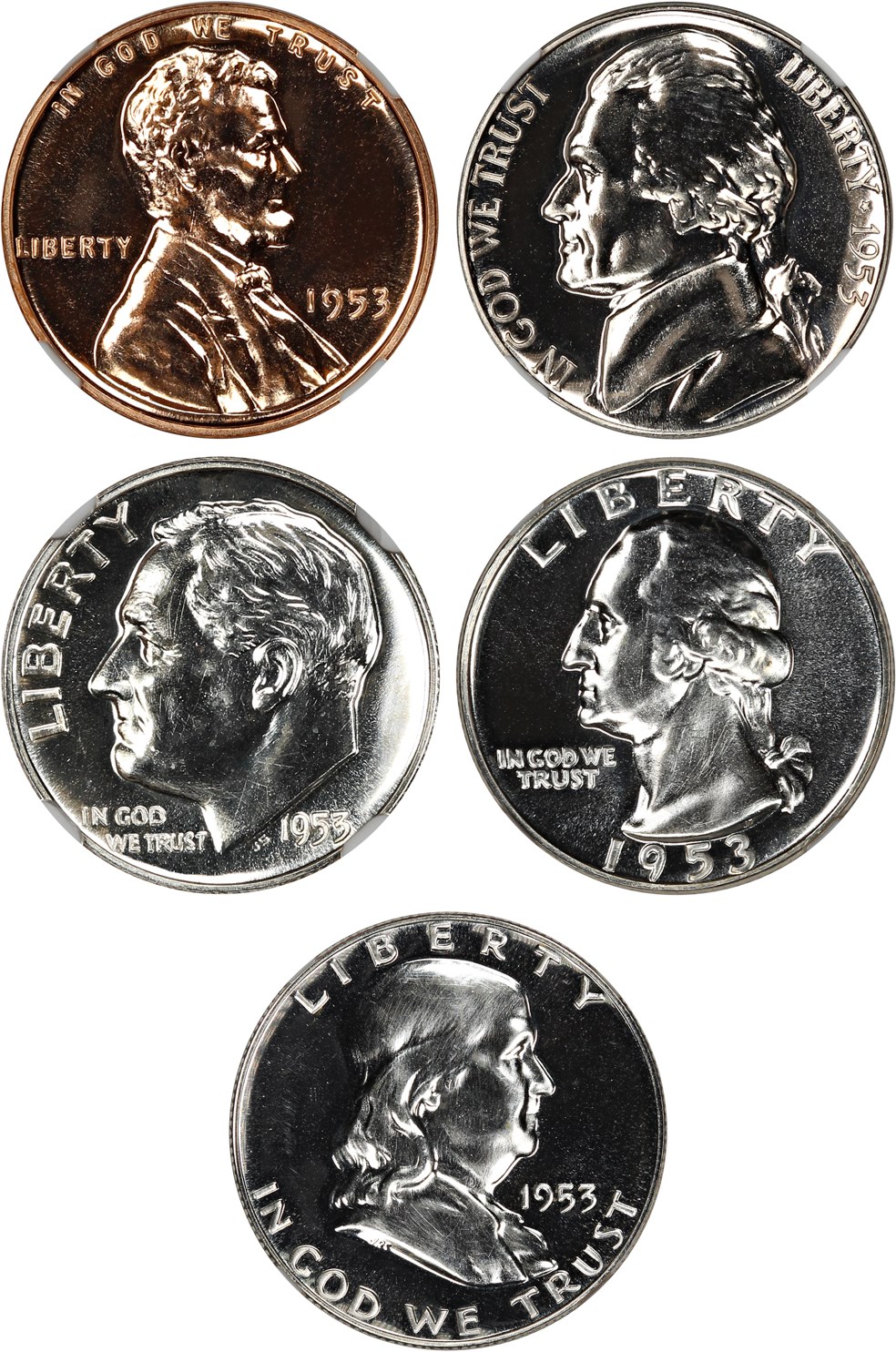 image for: 1953 Proof Set NGC Proof 64-68 (5 Coins)