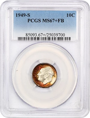 image for: 1949-S 10c PCGS MS67+ FB