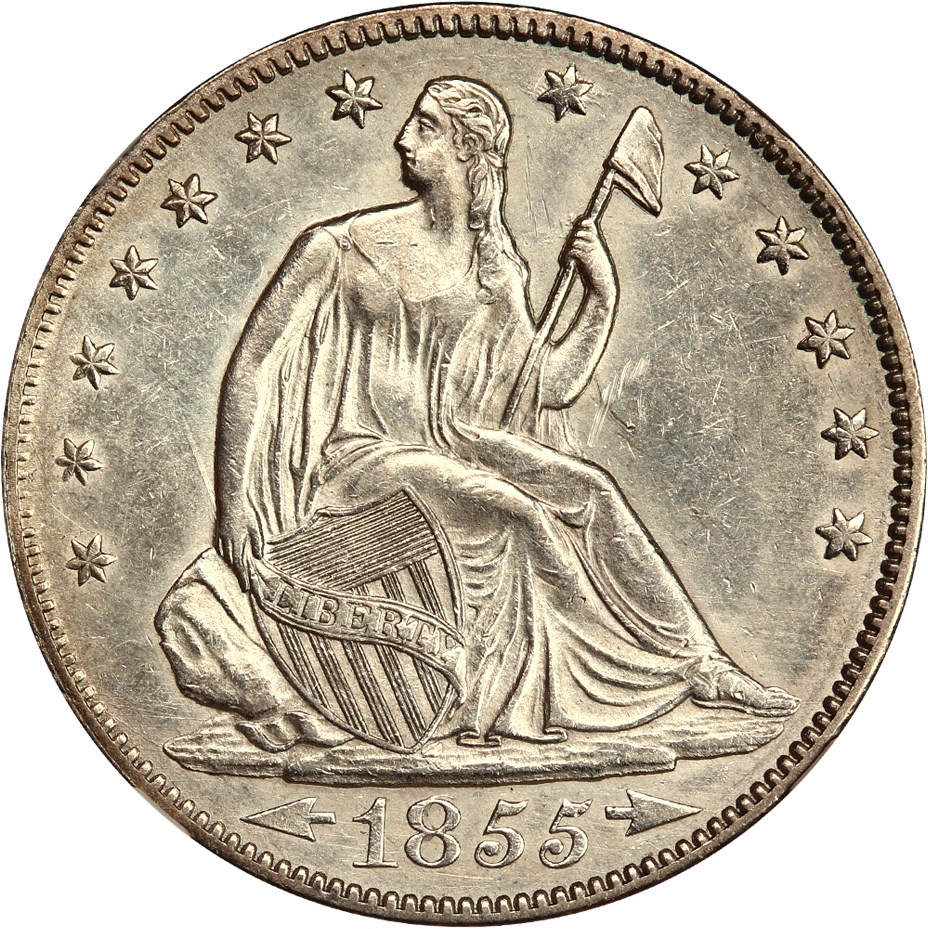 image for: 1855/854 50c NGC AU55 (Arrows, FS-301)