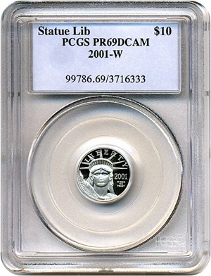 image for: 2001-W $10 Platinum Eagle PCGS Proof 69 DCameo