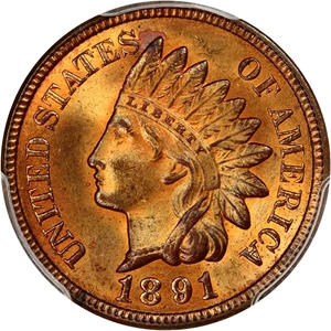 image for: 1891 1c PCGS MS65 RD