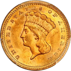 image for: 1861 G$1 PCGS MS64 ex: D.L. Hansen