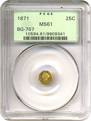 image for: 1871 25c BG-767 PCGS MS61