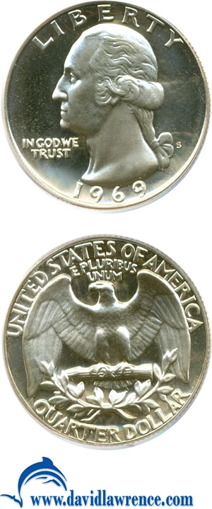 image for: 1969-S 25c PCGS Proof 69 Cameo