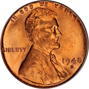 image for: 1948-D 1c PCGS MS67 RD