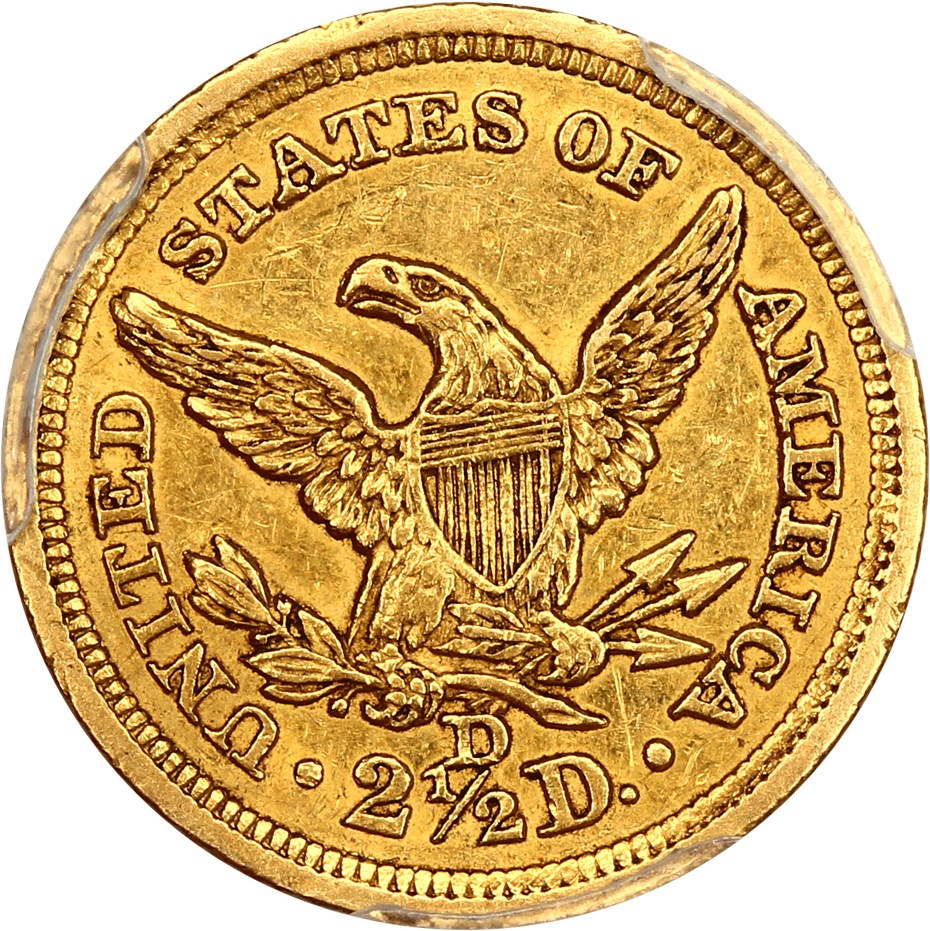 image for: 1844-D $2 1/2 PCGS AU50 ex: D.L. Hansen