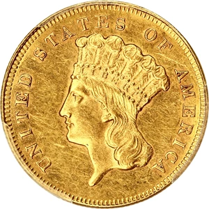 image for: 1861 $3 PCGS AU58 ex: D.L. Hansen