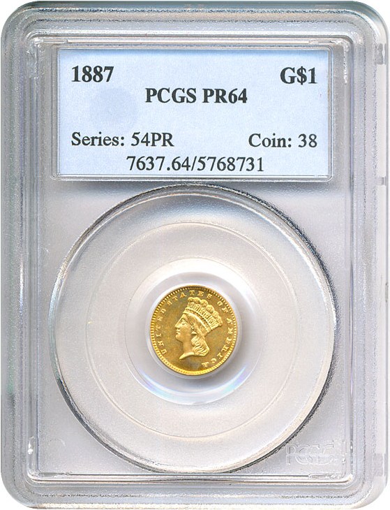 image for: 1887 G$1  PCGS Proof 64