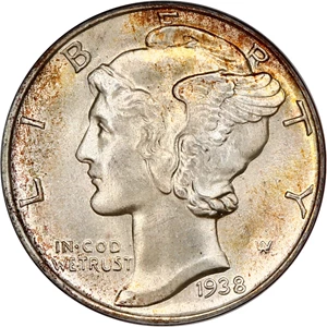 image for: 1938 10c PCGS MS67