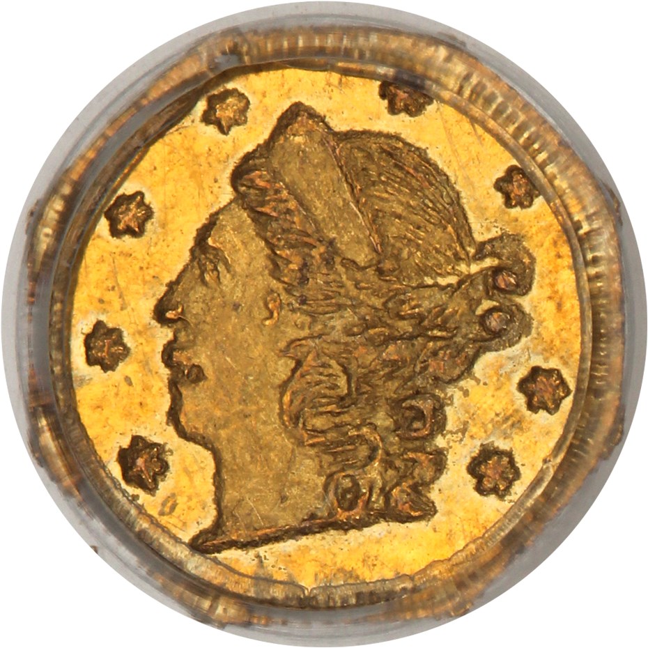 image for: 1859 Cal. Gold 25c PCGS MS62 (BG-702, OGH)