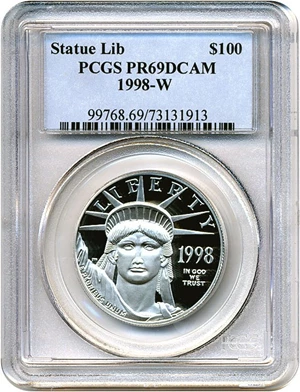 image for: 1998-W $100 Platinum Eagle PCGS Proof 69 DCameo