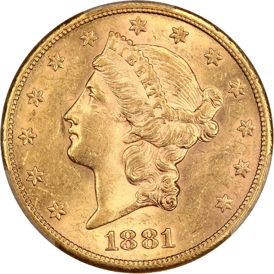 image for: 1881-S $20 PCGS AU58+
