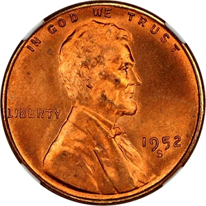 image for: 1952-S 1c NGC MS67 RD