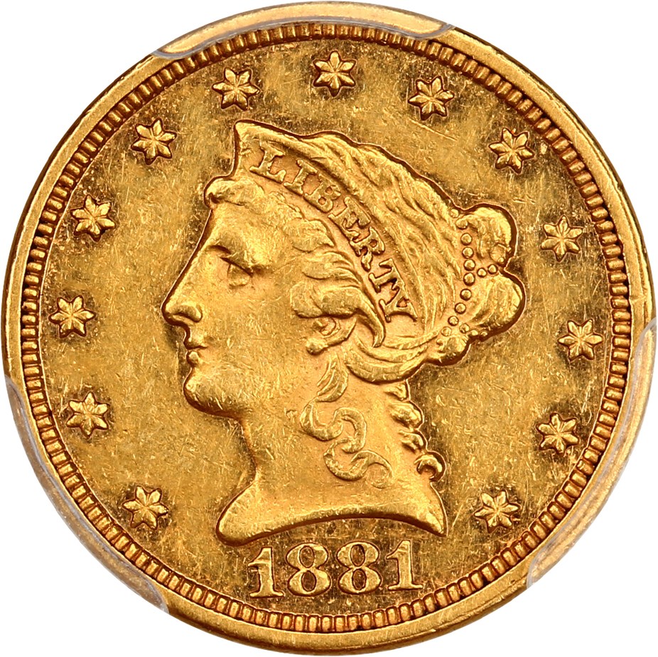image for: 1881 $2 1/2 PCGS AU55 ex: D.L. Hansen