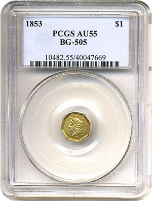 image for: 1853 $1 BG-505 PCGS AU55