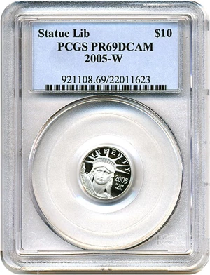 image for: 2005-W $10 Platinum Eagle PCGS Proof 69 DCameo