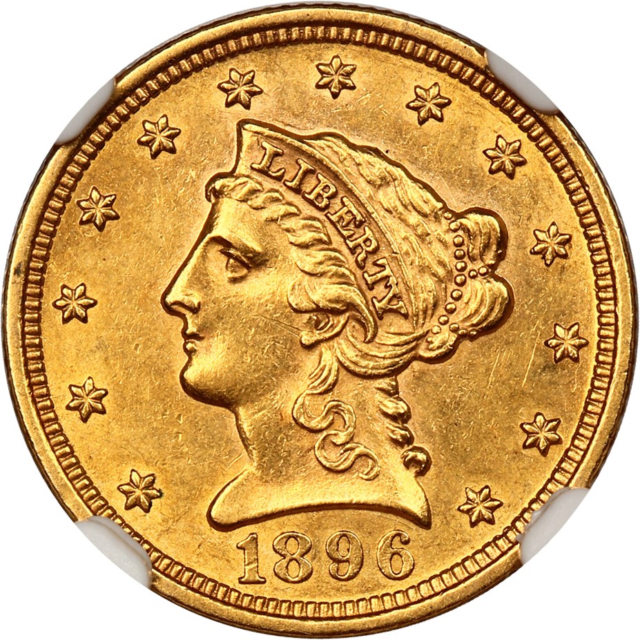 image for: 1896 $2 1/2 NGC AU58